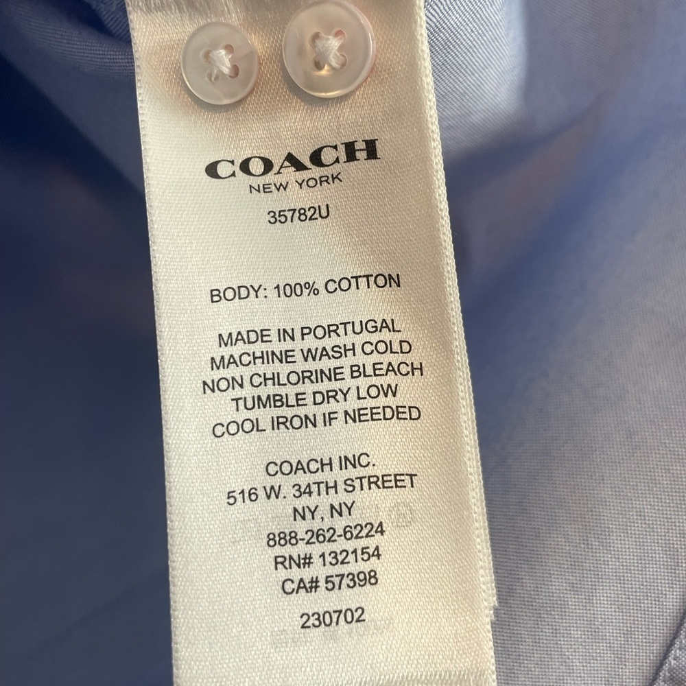 Coach 1941 Tailored Button Down Long Sleeve Shirt Top Blue Women’s Sz 12 Preppy - Picture 8 of 13